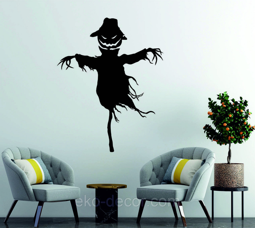 Декоративне настінне Панно «Пугало. Гелловін », Декор на стіну 90 * 71 см, Чорний Київ - фото 1