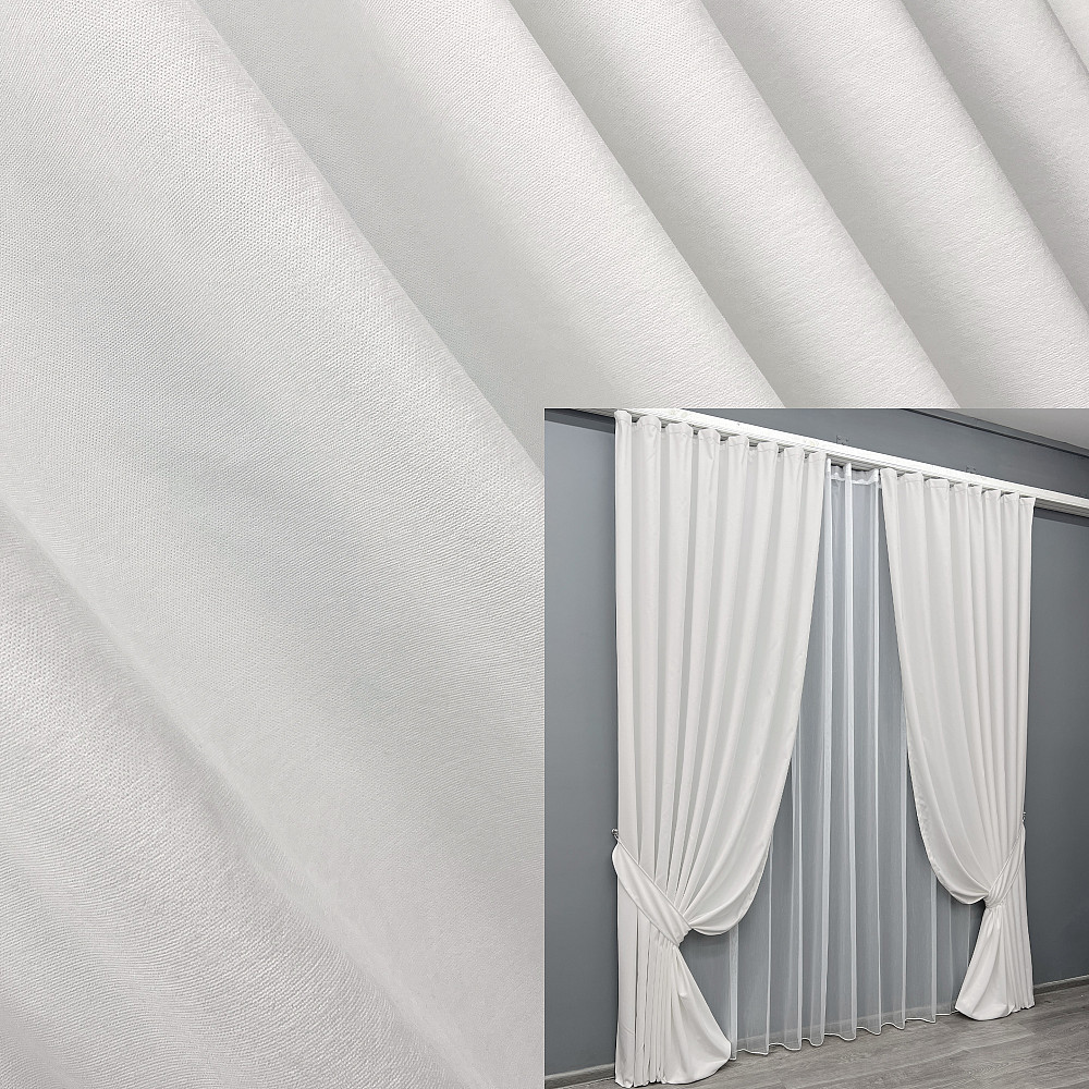 Комплект готовых штор VR-Textil Микровелюр Petek YL № 2021ш Белый 200х290 см 2 шт (32-359) Киев - изображение 1