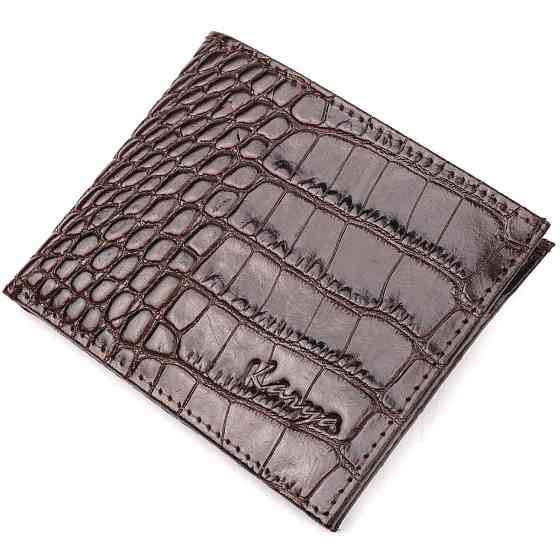 Практичный мужской зажим из фактурной кожи под рептилию KARYA 21050 Коричневый Киев