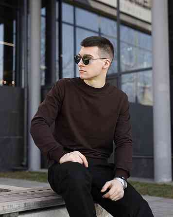 Світшот чоловічий однотонний шоколадний Pobedov 001 Київ