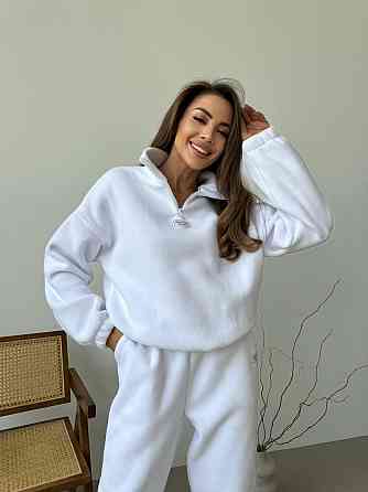Женский повседневный костюм из плотного флиса полар. Белый, 42/44 Одесса