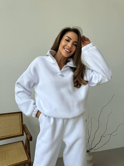 Женский повседневный костюм из плотного флиса полар. Белый, 42/44 Одесса - изображение 4