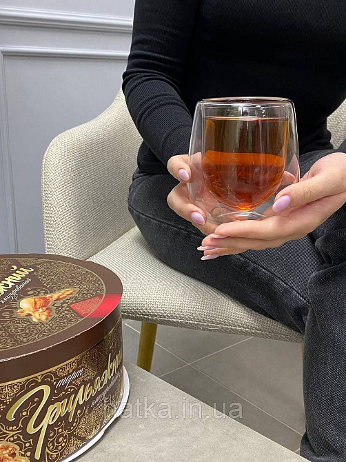 Піала чашка подвійне скло Olens "Янтарний Умка" 250 мл бурштиновий Київ - фото 3