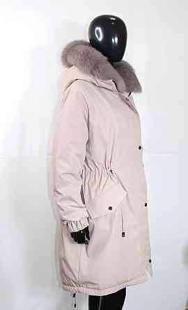 Парка женская с мехом песца Бежевый р42 95см Харьков