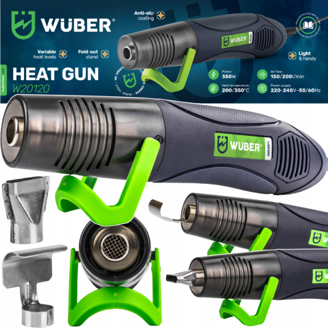 Фен будівельний Wuber портативний 350Вт 350°C з регулюванням температури (Польща) Київ - фото 1
