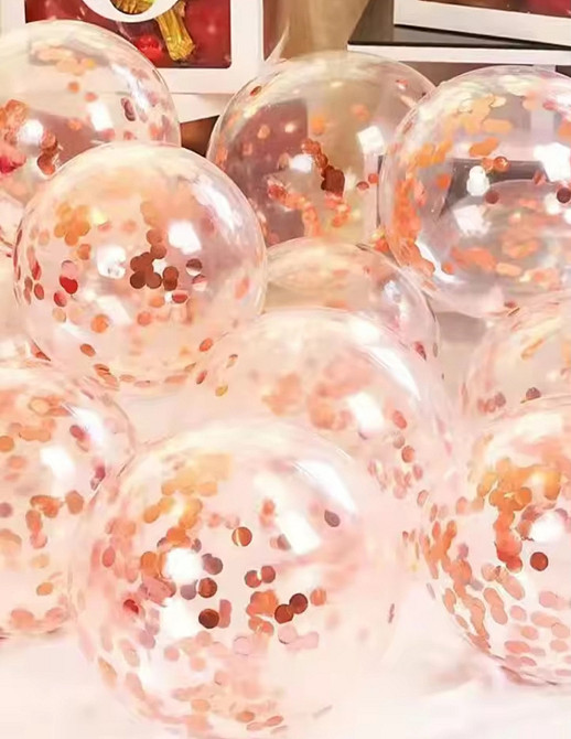 Шарики прозрачные с конфетти розовое золото 12'' 30см Киев - изображение 1