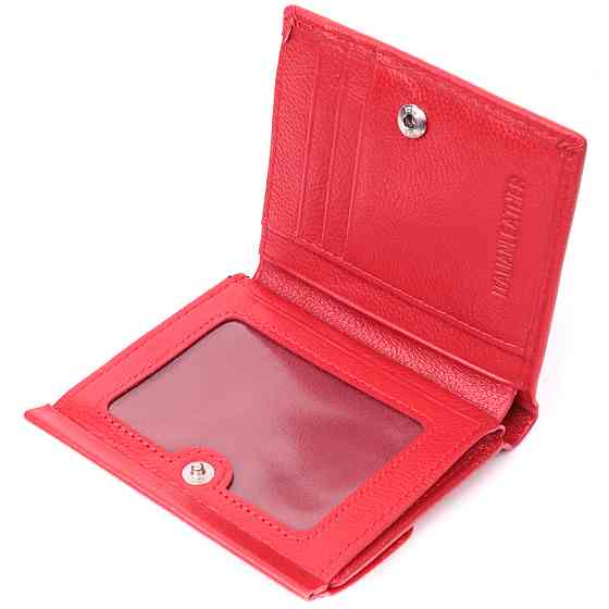 Яскравий невеликий жіночий гаманець з монетницею з натуральної шкіри ST Leather 22543 Червоний Київ
