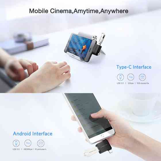 2 в 1 OTG адаптер Ugreen Micro USB + USB-C к USB3.0 30453 (Черный) Николаев