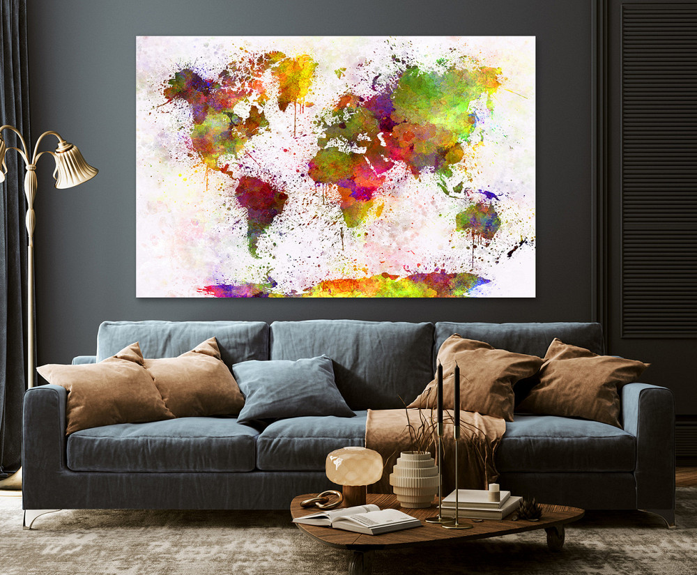 Картина полотно у вітальню / спальню   Мапа Світу     MLP_259 ( 60х30см ) 80x120 см Київ - фото 3