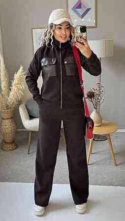 Женский стильный костюм двойка: кофта и штаны вельвет на плотном флисе Шоколадный, 46/48 Одесса