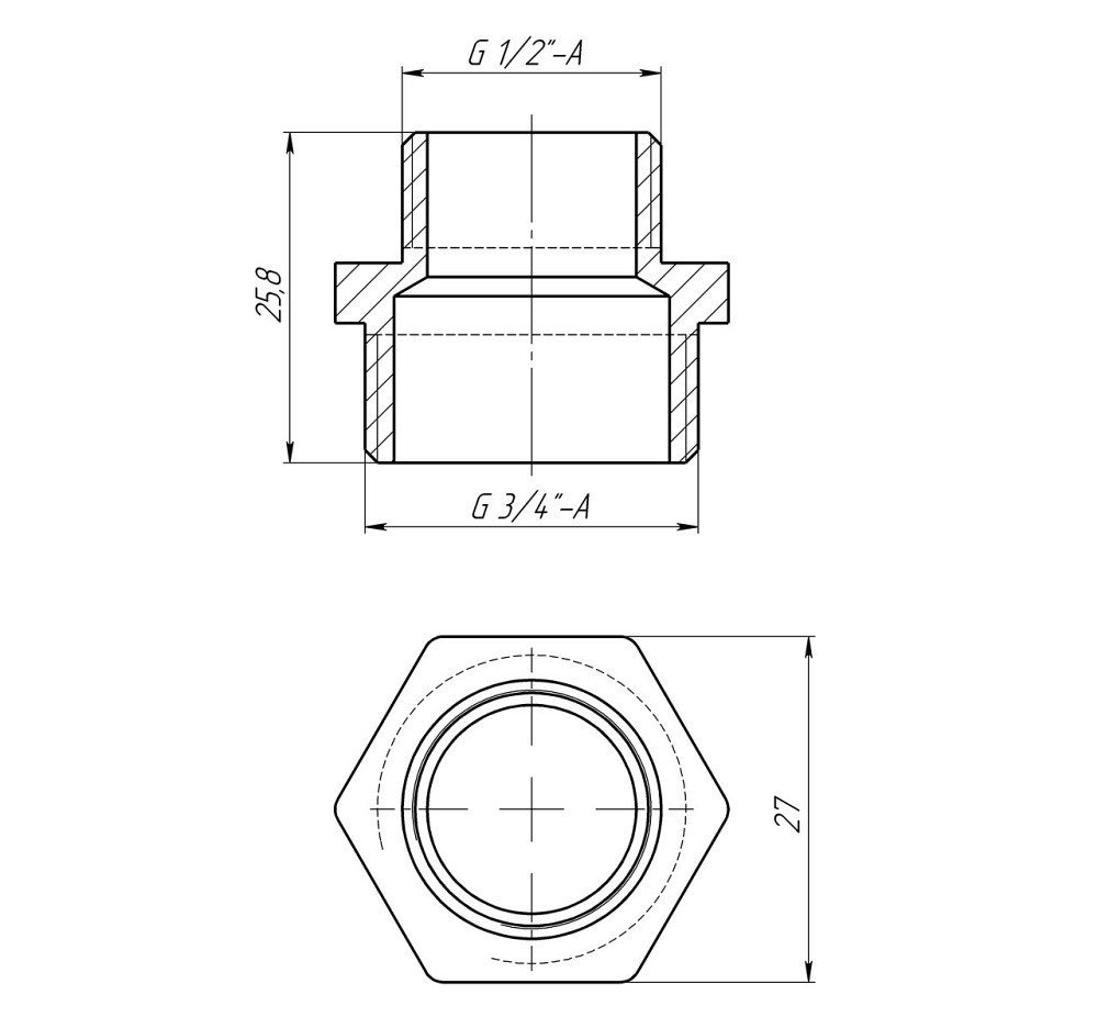 Ніпель редукційний 3/4″х1/2″ЗЗ латунний LN432S OPTIMUM (000030975) Київ - фото 3