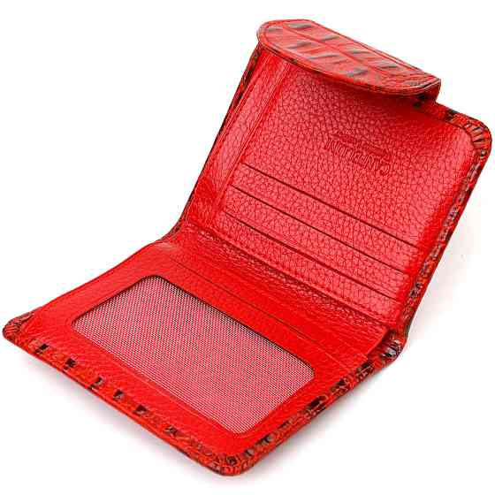 Жіноче фактурне портмоне середнього розміру з натуральної шкіри з тисненням під крокодила CANPELLINI 21807 Червоне Київ