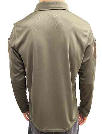 Поло для мужчин с долгим рукавом, тактическая рубашка с липучками на рукавах Хаки S Каменец-Подольский