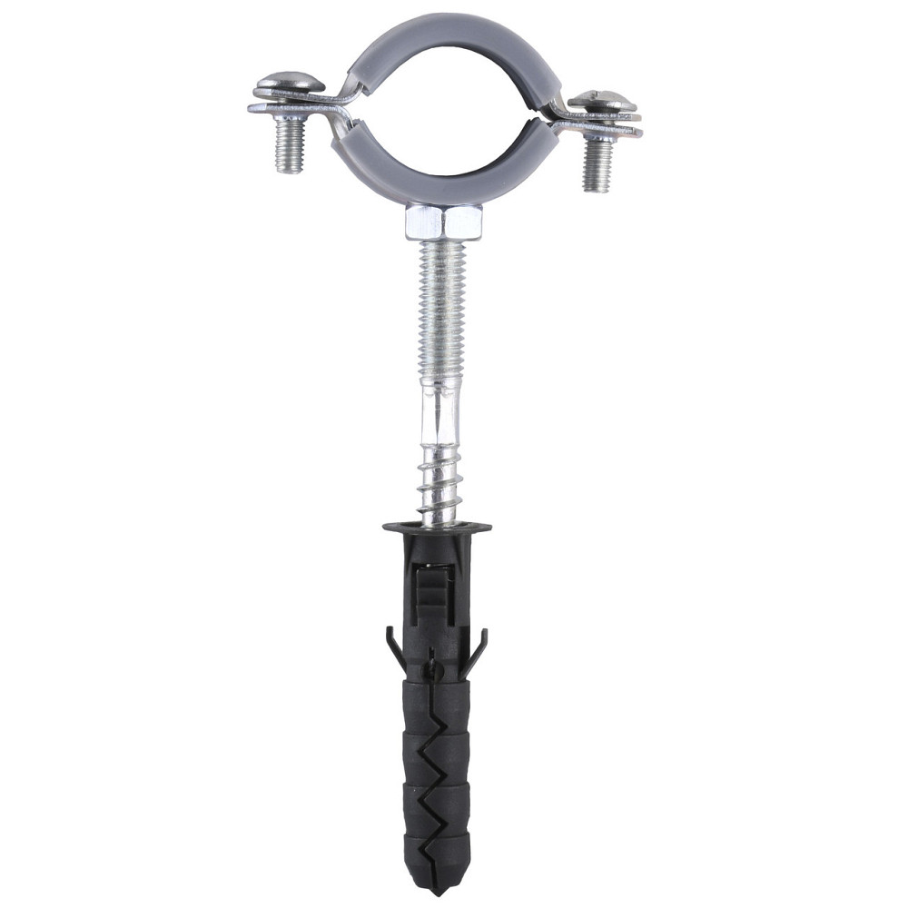 Хомут в сборе CR 3/4″ (25-30мм) с винтом-шурупом 8*80 и дюбелем в уп., серый (000006303) Киев - изображение 1