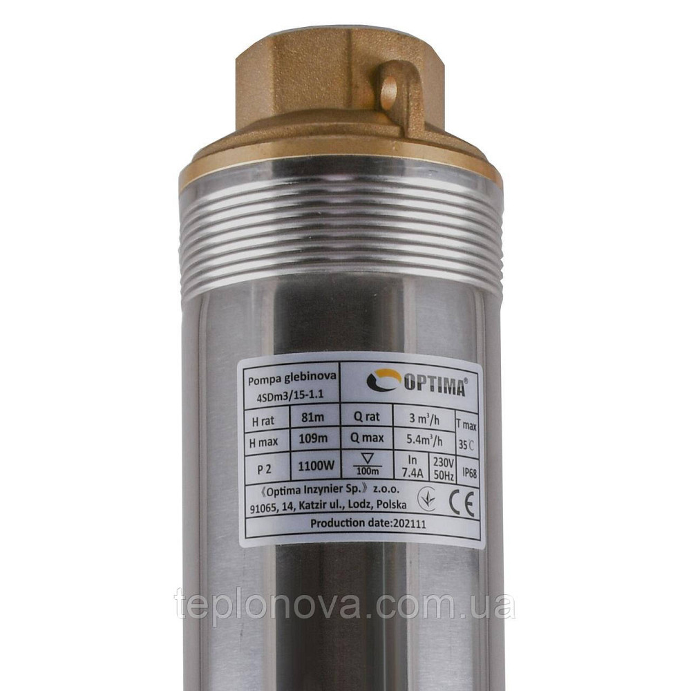 Насос скважинный с повышенной уст-тью к песку  OPTIMA  4SDm3/15 1,1 кВт 109м + пульт+кабель 1,5м NEW Черновцы - изображение 3