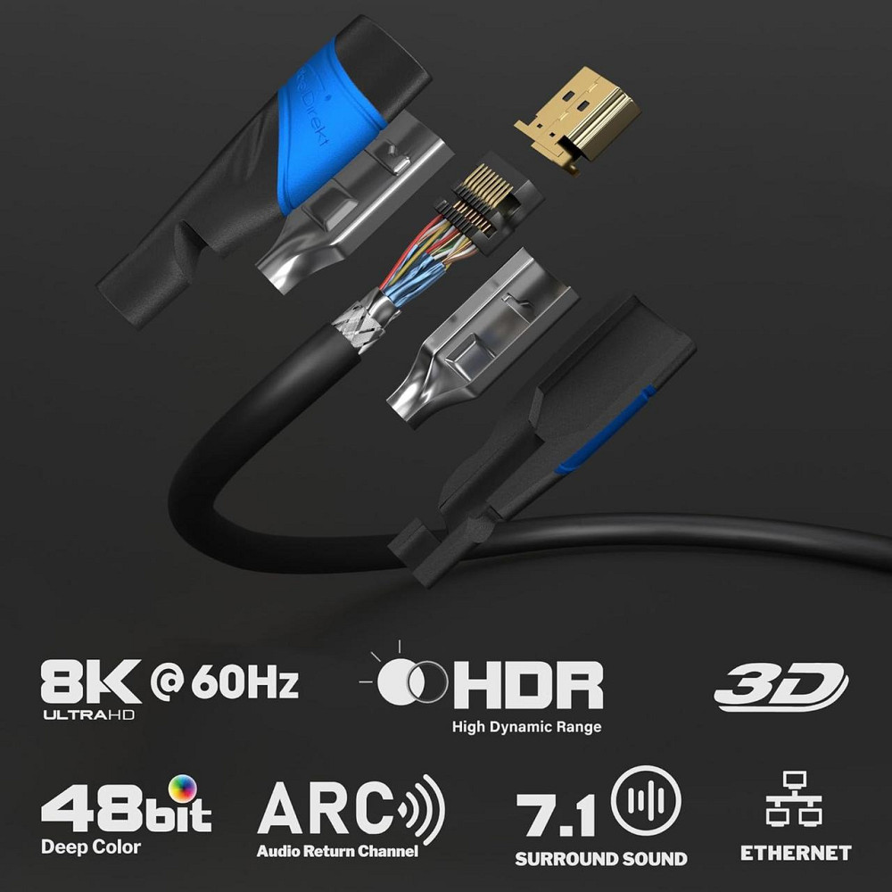 KabelDirekt HDMI кабель 2 шт 3 м 8K@60Hz 4K@120Hz High Speed с Ethernet для PS5 Xbox Series Switch Blu‑ray Киев - изображение 8