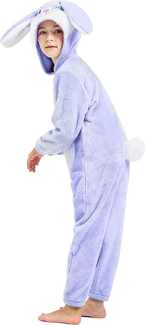 Пижама кигуруми зайчик кролик лавандовый для девочки IKALI, костюм для дома с ушками и капюшоном, 4-6 лет Киев - изображение 4