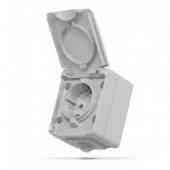 BINERA сірий Розетка зовнішня 1-а із заземленням з кришкою IP65 Videx Житомир