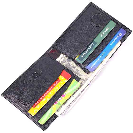 Чоловічий затискач з монетницею з натуральної шкіри з тисненням під крокодила KARYA 21406 Чорний Київ