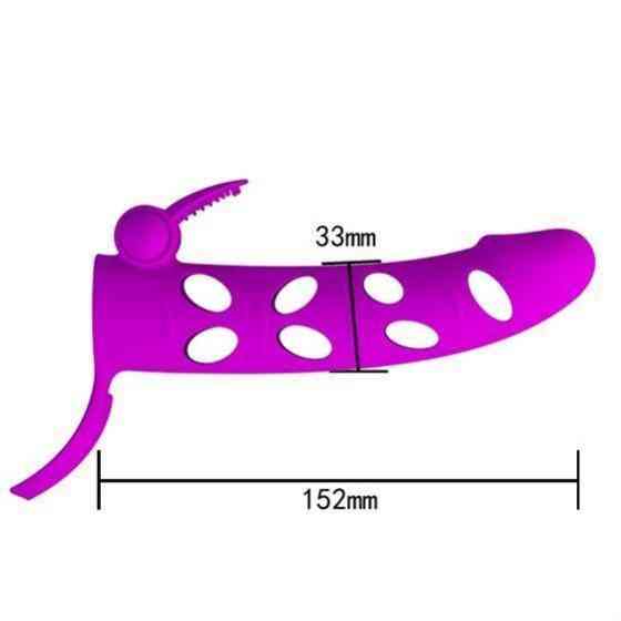 Насадка на член - Pretty Love Vibrating Penis Sleeve With Ball Strap 6" Purple Sex Aura Київ