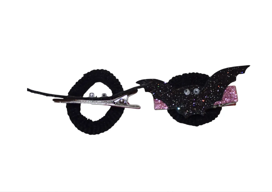 Заколки на Хелловін Кажани з резинками one size чорно-рожевий Київ - фото 3