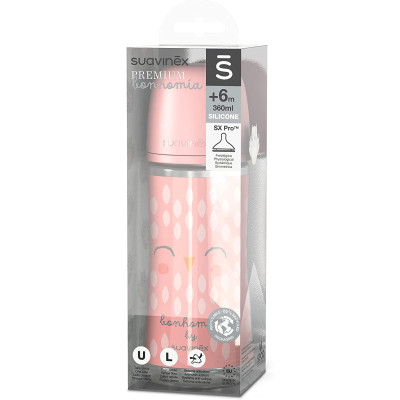 Пляшечка для годування Suavinex Bonhomia, повільний потік, 360 мл, рожева (307837) Вінниця - фото 3