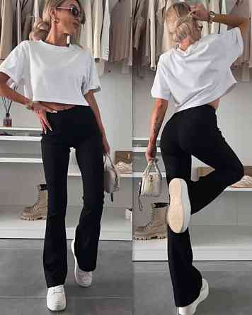 Жіночі базові штани-кльош рубчик мустанг Чорний, 46/48 Одеса