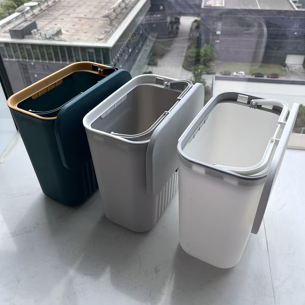 Відро з кришкою для сміття кухонне, контейнер для відходів навісний на двері, пластикове, колір сірий Кам'янець-Подільський - фото 8