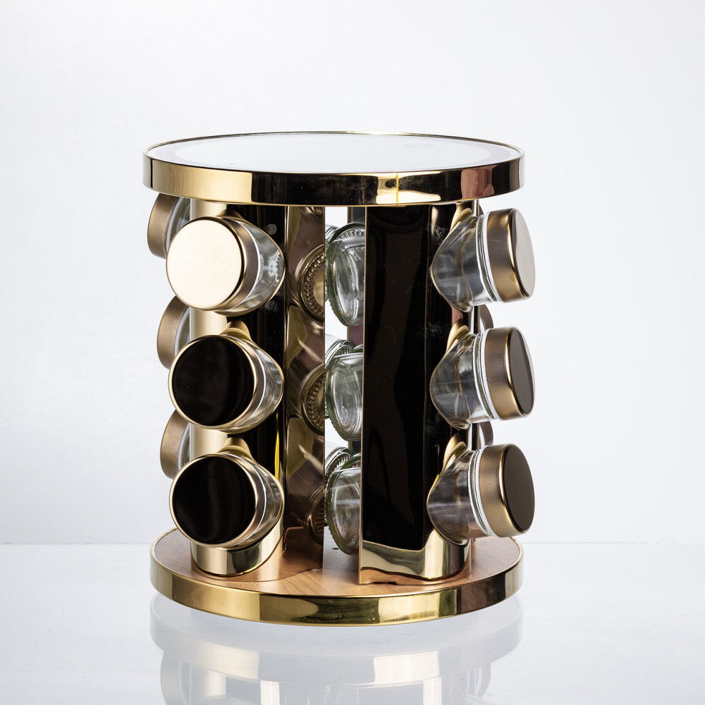 Yiwu Набір баночок для спецій 12 шт. по 100 мл на підставці з дзеркалом та LED-підсвіткою HP-13 Коломыя - изображение 4