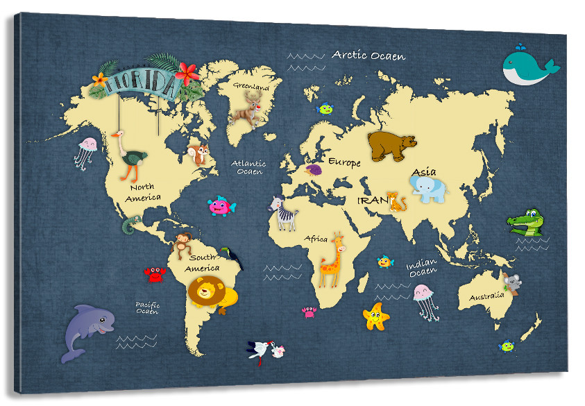 Картина холст в гостиную / спальню  Мапа світу   MLP_316 50x100 см Киев - изображение 1