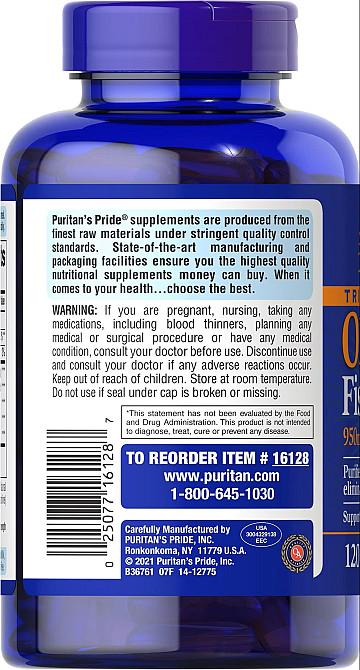 Омега-3 Puritan's Pride Omega-3 Fish Oil Triple Strength 1400 mg 120 Softgels Луцьк - фото 2