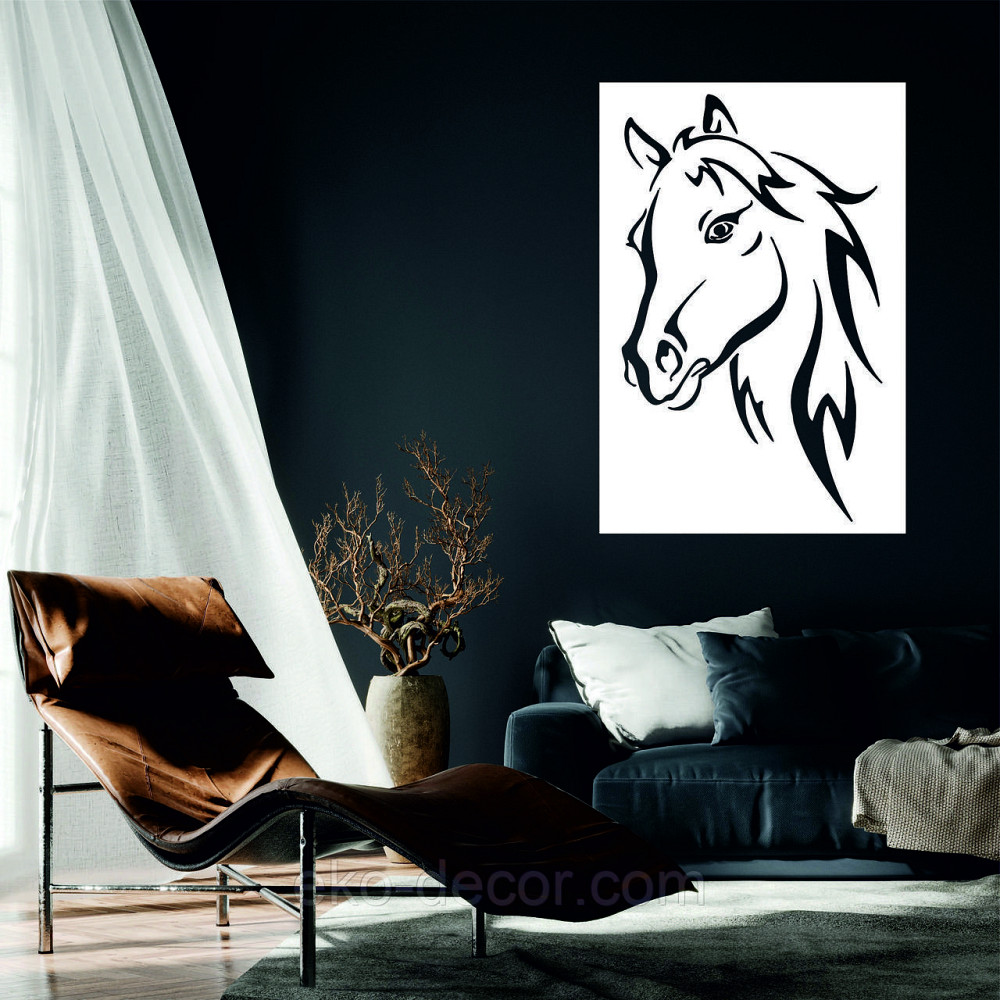 Декоративное настенное Панно «Лошадь», Декор на стену 70*47 см, Белый Киев - изображение 1