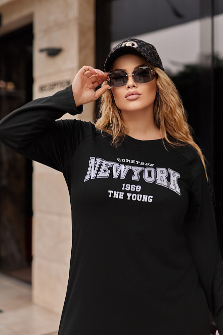 Спортивное трикотажное платье с надписью Freedom батал 50-52, Черный Киев - изображение 3