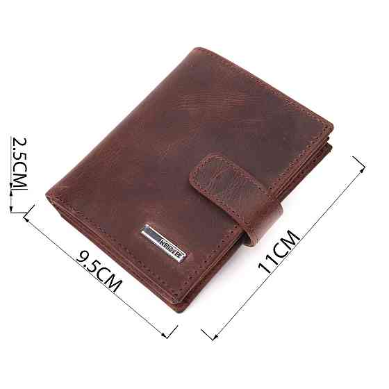 Небольшой мужской кошелек в винтажной коже KARYA 21387 Коричневый Киев