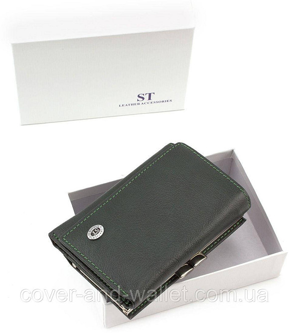 Жіночий маленький гаманець на магнітах зеленого кольору з монетницею ST 617 Київ - фото 7