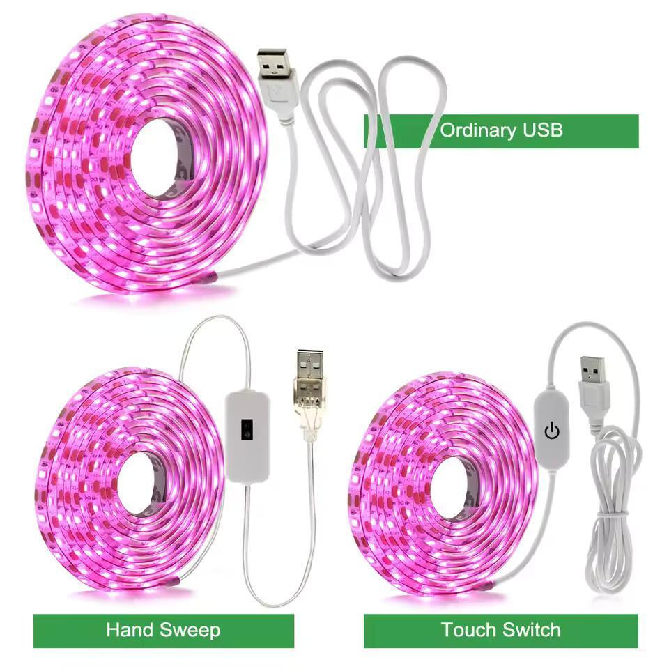 Фітолента LED SMD 2835 2м 120 світлодіодів рожева USB підсвітка для рослин Київ - фото 4