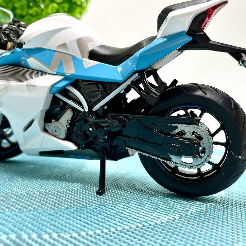 Мотоцикл металопластиковий звуки підсвічування гумові шини рухомі елементи 1:12 Білий (BG 36-480) Чернігів - фото 6