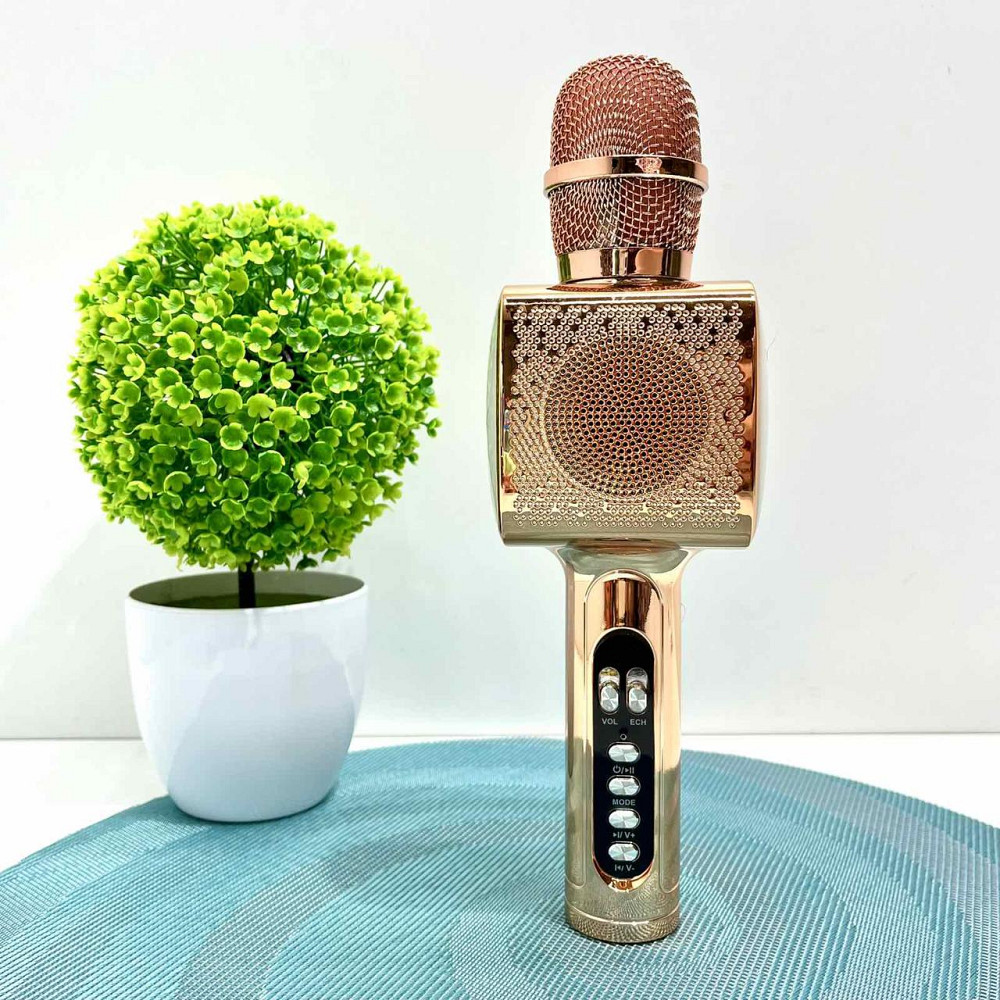 Мікрофон бездротової караоке bluetooth USB акумулятор TF слот 25см Рожевий (L20) Чернігів - фото 1