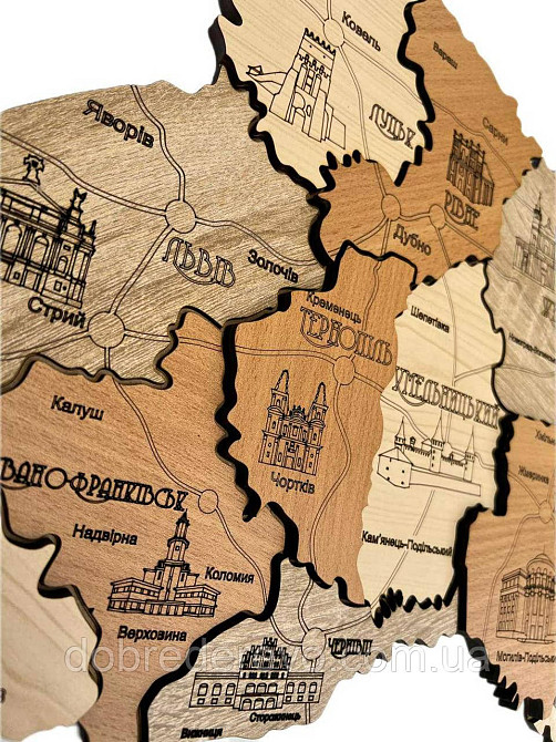 Дерев'яна карта України "Тополя" 200х150 Вижниця - фото 3
