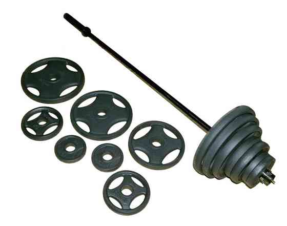 Штанга олімпійська чавунна на 135 кг Гантелі, гирі, штанги та диски набірна Київ