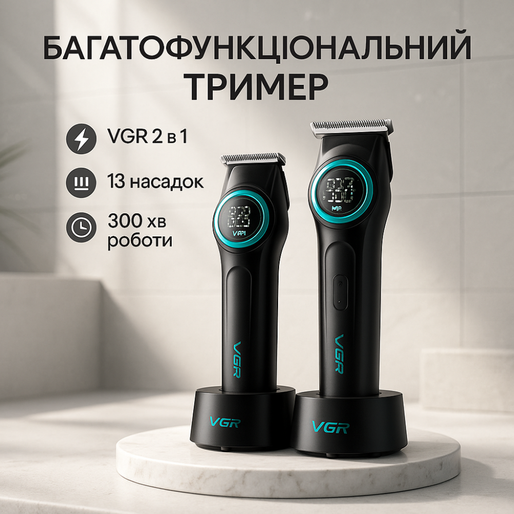 Професійна акумуляторна машинка Акумулятор VGR, Універсальні машинки для стрижки волосся RK-85 Львів - фото 11