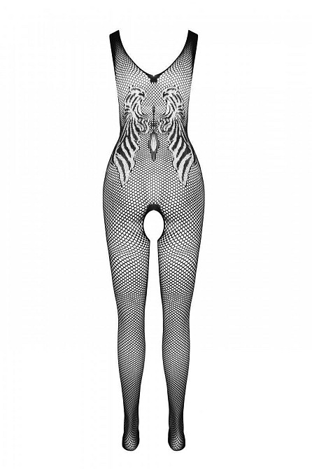 Бодістокінг з крилами Passion BS098 One Size, black, середня сітка, відкритий доступ Sex Aura Київ - фото 4