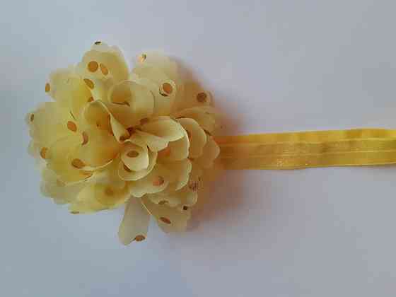 Пов'язка дитяча з квіткою жовта - окружність 34-48см, діаметр квітки 10см Київ