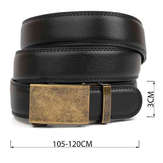 Ремінь чоловічий з латунною пряжкою Vintage 20310 Чорний Київ