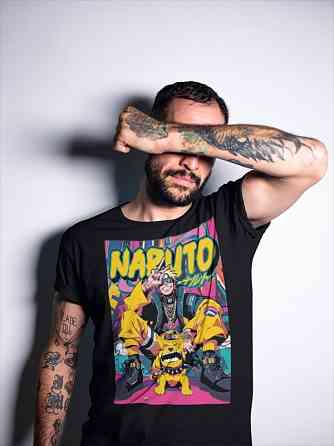 Футболка для хлопчика з аніме принтом Аніме Дог Манга Ессентіал оверсайз (зріст від 165 до 180) Чорний AnimeJ0421m Дніпро