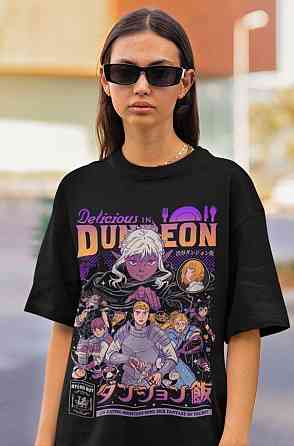 Футболка чоловіча з аніме принтом Сенсхі Сенсхі Фоод Делікіоус оверсайз (S/M/L) Чорний AnimeJ1142 Дніпро