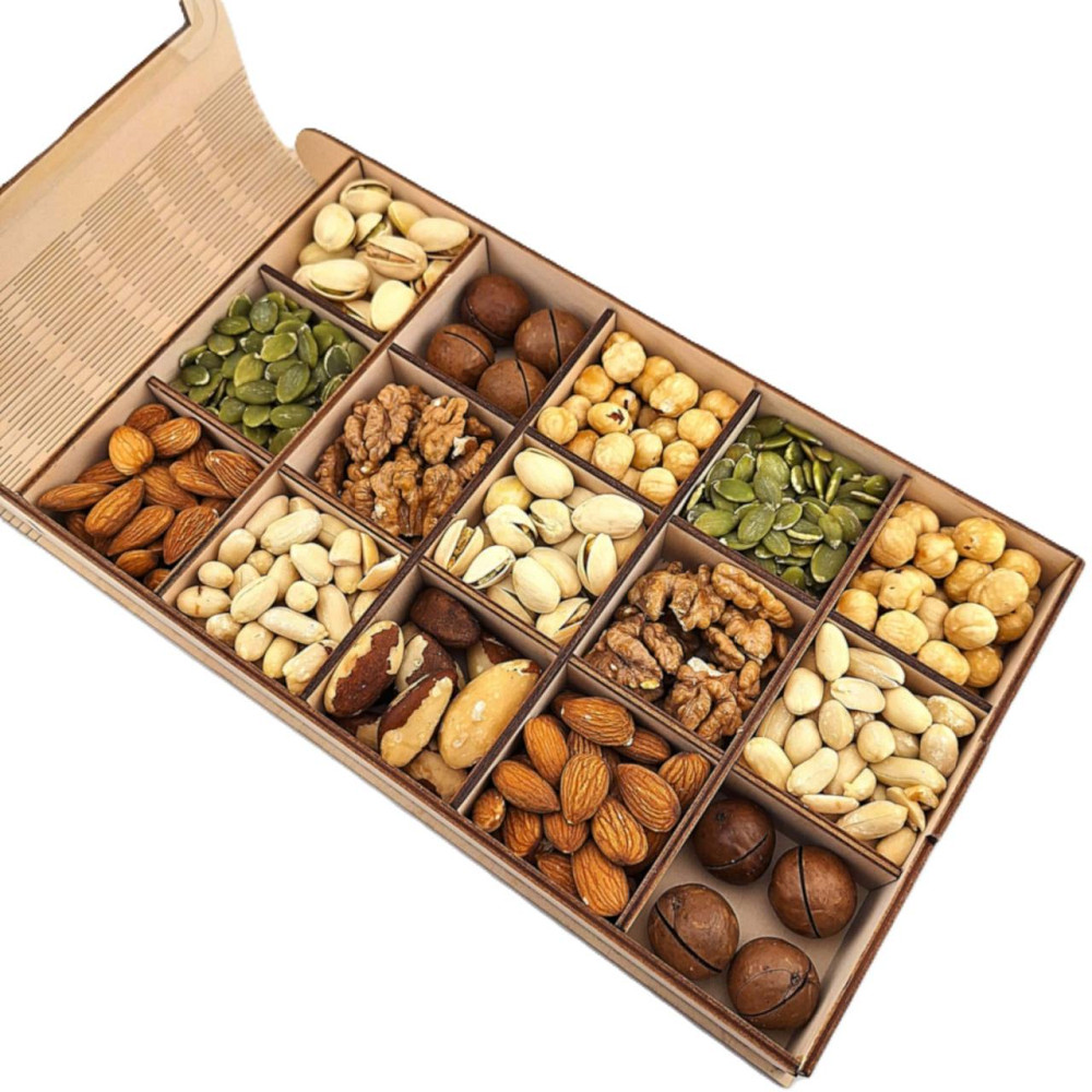 Подарунковий набір горіхів у дерев'яній коробочці 500 грамів. Одеса - фото 7