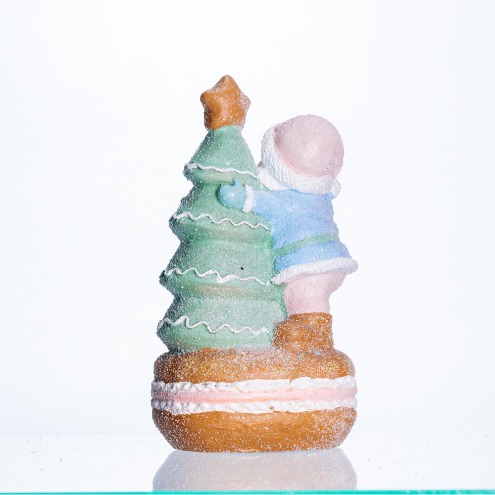 Новорічна декоративна фігурка з підсвіткою 11.5×9×20 см Новорічний декор Санта-Клаус з ялинкою з порцеляни CR-6-9 Коломыя - изображение 4