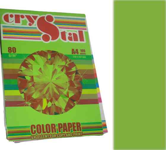 Папір кольоровий "CRYSTAL COLOR PAPER" А4 80 г/м (100 арк.) інт. Parrot 230 (зелений) , шт Київ