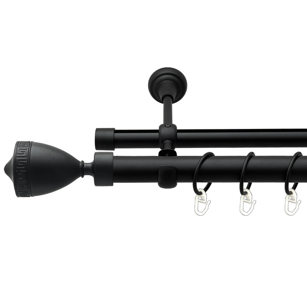 Карниз Orvit Афіна металевий дворядний опозитний гладка \ профільна труба кільце металеве Чорний Оксамит 25\19 Львов - изображение 1